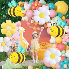Bee Balloons and Daisy Flower Balloons – 8 Pcs Yellow and Black Bumble bee Fo…