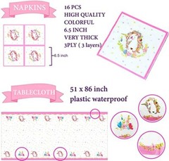 Unicorn Themed Birthday Party Plates Supplies Serve 16 Guest – 130 Pieces