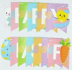 Happy Easter Banner – Multi-Colored, 5.12″ X 7″ Flags, Easter Party Decorations