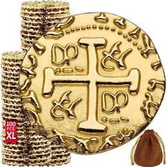 Metal Pirate Coins – X Large Gold Treasure Coins Pirate Treasure Chest – 1.18″