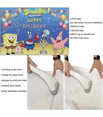 SpongeBob SquarePants Birthday Party Decoration, 5×3.5ft Happy Birthday Backdrop