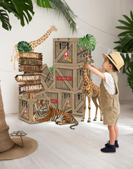 Jungle Safari Party Decorations – 10 Inch Jungle Theme Favor Boxes with Wild Ani