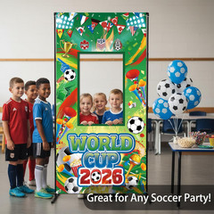World Cup Decorations Photo Banner Backdrop 71X35 Inches Soccer Party Photo Boot