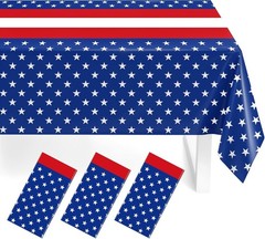 Celebrate Independence Day with 3 Pack Red & Blue Disposable Table Covers 54×108