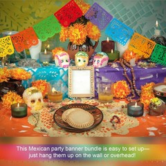 10 Pack Mexican Party Banners Total 170 Feet, Paper Picado Banner Mexican Par…