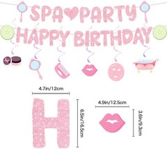 Pink Spa Birthday Party Decorations,Kit With Banner, Balloons, Cake Topper