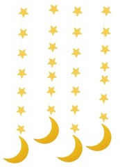 Gold Crescent Moon Hanging Eid Islamic Muslim Holiday Decoration (4 Pack)
