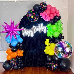 Neon Balloons, 80s 90s Disco Hot Pink Blue Green Orange Yellow Neon Dot Ballo…