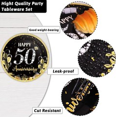 Durable Paper Tableware Set for 50th Anniversary – 96 Pieces for Celebrations