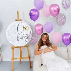 68Pcs Pink & Purple 12″ Metallic Latex Confetti Balloons w/ Ribbons for Parties