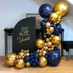 Navy Blue Balloons Arch Garland Kit 119pcs Chrome Gold Balloons for Wedding G…