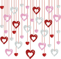 36 Pcs Valentine’s Day Decorations Glitter Heart Hanging Swirls Ornaments for V
