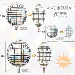 Disco Party Decorations, Disco Balloons for 70s 80s 22 Inch Large Silver Irid…