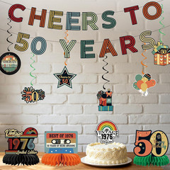 11Pcs 50Th Birthday Decorations for Men Women,Cheers to 50 Years Banner Centerpi