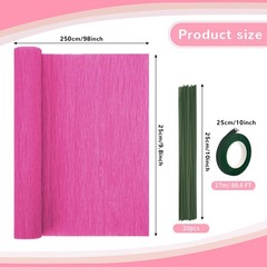 Crepe Paper Streamers 8 Rolls, 10 x 98Inch 8 Pink Colors Crepe Paper Sheets f…