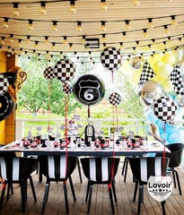 12 Pcs Black White Checkered Balloons 18 Inch, Big Black White Round Balloons…