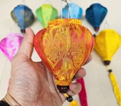 Set 24 pcs Vietnamese silk lanterns 10cm, string lanterns for wedding tent decor
