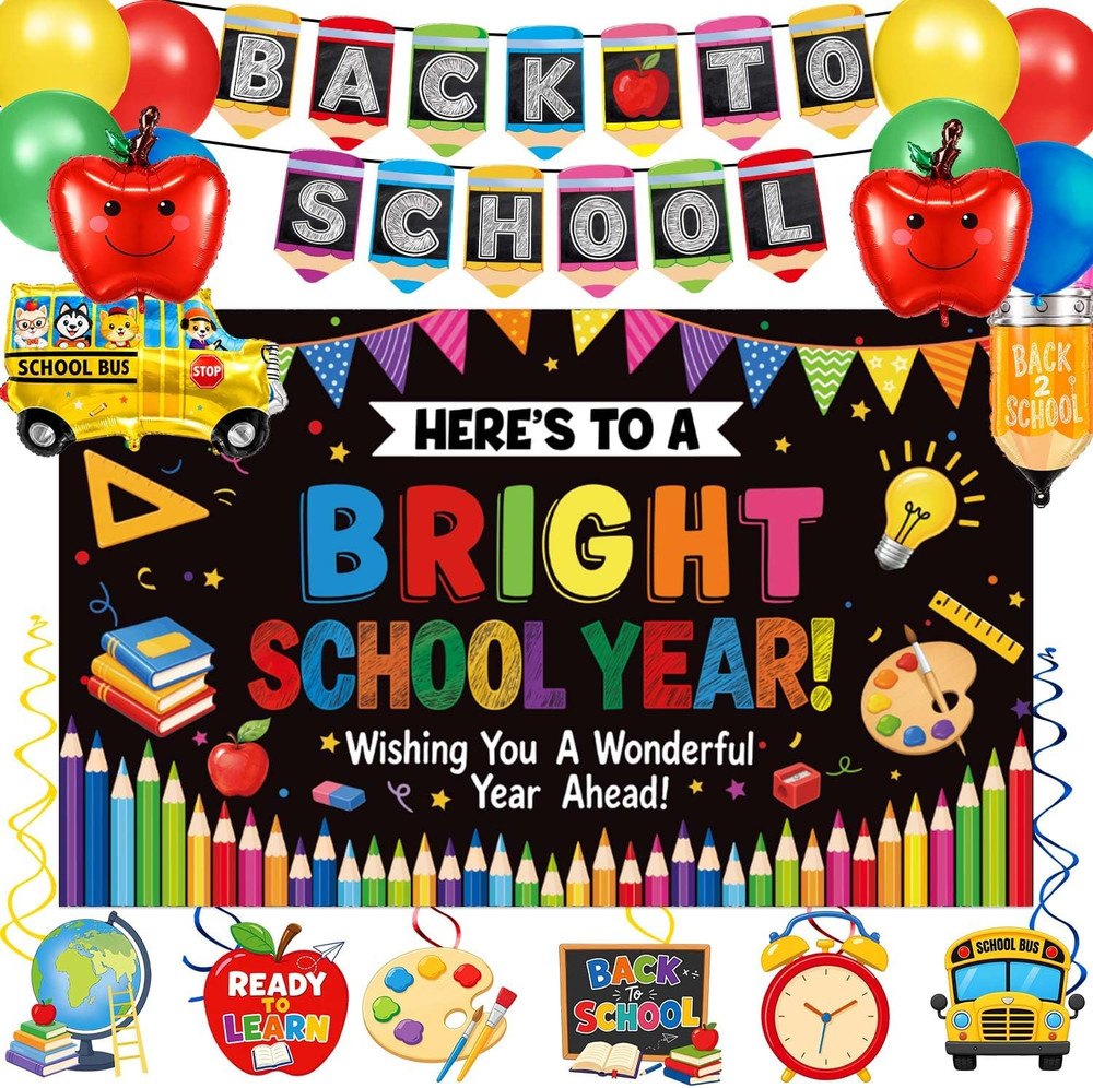 Back to School Decorations, First Day of School Decorations Supplies with Banner