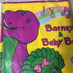 Vintage 1995 Barney Honeycomb Centerpiece 11 X 8 & 1992 Barney Table cover NEW!!