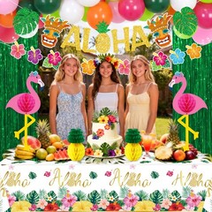 Tropical Luau Party Decorations Set – Hawaiian Aloha Summer Beach Party Suppl…