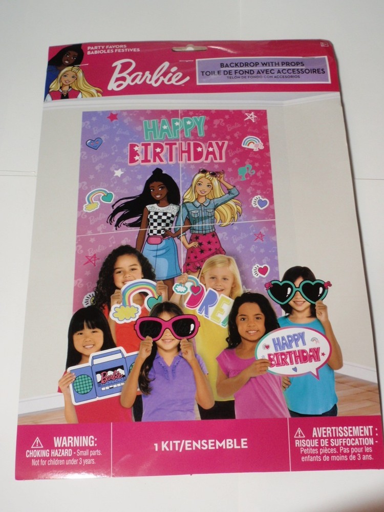Barbie Birthday Backdrop Kit with Photo Props