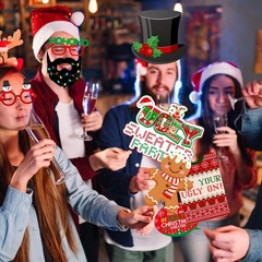42 PCS Ugly Christmas Sweater Party Decorations Photo Props Tacky Photography