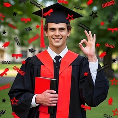 2026 Black Red Party Table Confetti Graduation Theme Class of 2026