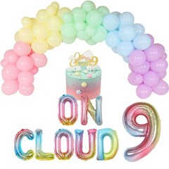 On Cloud 9 Decorations for Girls Pastel Rainbow Balloon Garland Arch Kit On C…