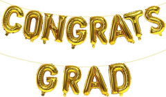 16 Inch Red Congrats Grad Banner Balloons, Red Congrats Grad Letters Sign, Gradu