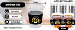 50Pcs Graduation Decorations 2026 Disposable Graduation Cups Congrats Grad Class
