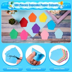 180 Pcs Colorful Cupcakes Paper Cutouts Glue Points Birthday Classroom Decor