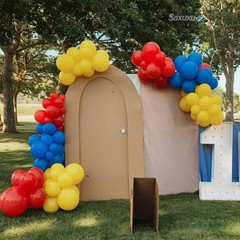 Blue Red Yellow Black Balloon Arch Kit, Blue Red Yellow Balloons Garland Arch…