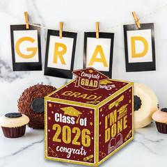 Graduation Decoration Class of 2026 Money Box – Maroon and Gold Graduation Money