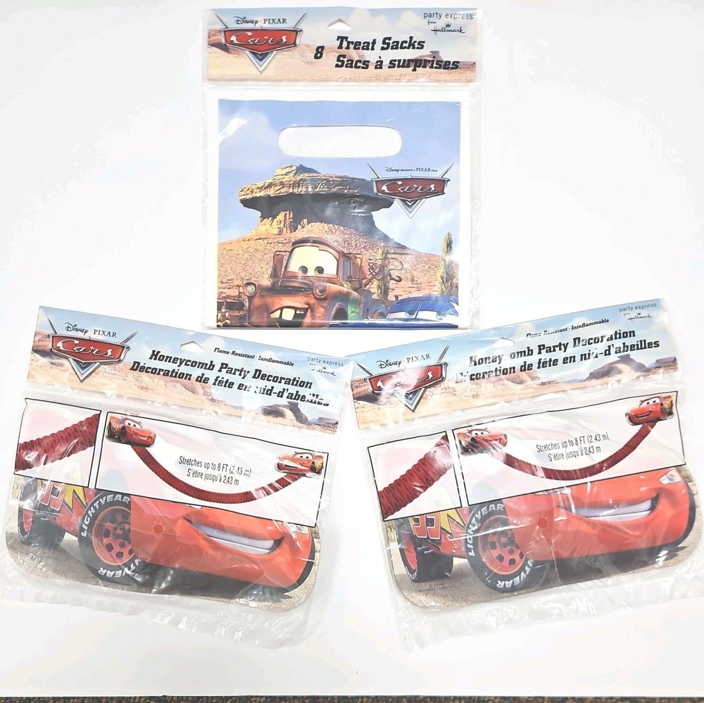 disney cars birthday party decorations treat sacks bag honeycomb banner McQueen