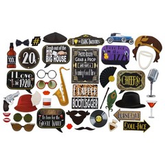 Roaring 20s Photo Booth Props – 41-pc Photo Booth Kit with 8 x 10-Inch Sign, …