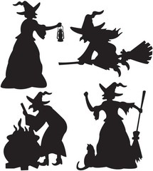 Witch Silhouettes Haunted House Carnival Halloween Party Hanging Decoration