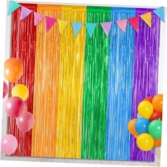 2 Pack Backdrop Curtains, 3.28 FT x 7.05 FT Colofull Party 2 PCS Rainbow