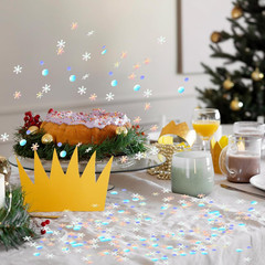 1500PCS Iridescent Silver Snowflake Table Confetti Winter Party Snowflake Foil M