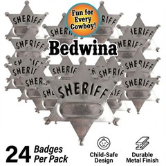 Metal Sheriff Badges – (Pack of 24) Silver Star Name Badges with Stickers for…
