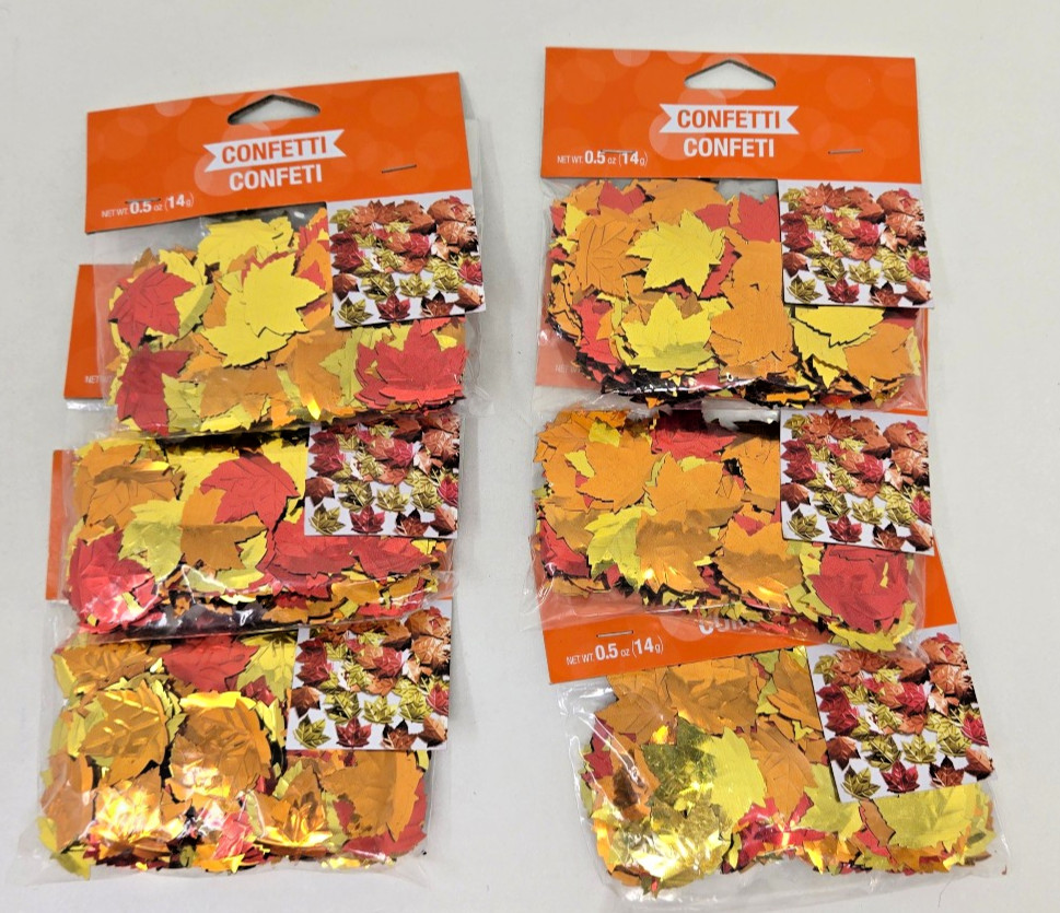 NEW! Assorted Fall Maple Leaves Party Confetti *LOT OF 6*