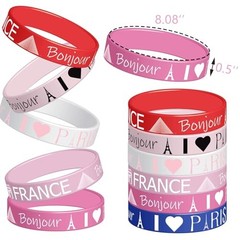 CupaPlay 24PCS France Paris Party Rubber Wristbands – French Themed