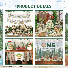 Happy Camper First Birthday Decorations – 114 Pcs Camping Party Set
