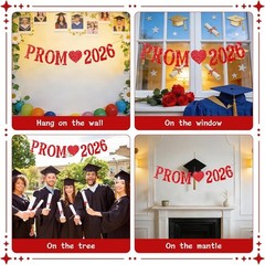 Pre-Strung Prom 2026 Banner – Sparkly Graduation Celebration Decor