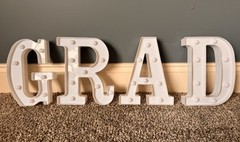 Marquee Light Up GRAD Letters White 9 Inch Warm LED Lights