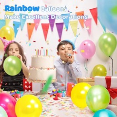 120 Pack Balloons Assorted Color 12 Inches Rainbow Latex Balloons, 10 Bright …