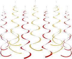 Black and Red Foil Swirl Hanging Decoration for Birthday Graduation Wedding New