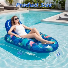 FindUWill Inflatable Pool Float Lounger Adult-2 Pack 65″ x 42″ Floats Chairs