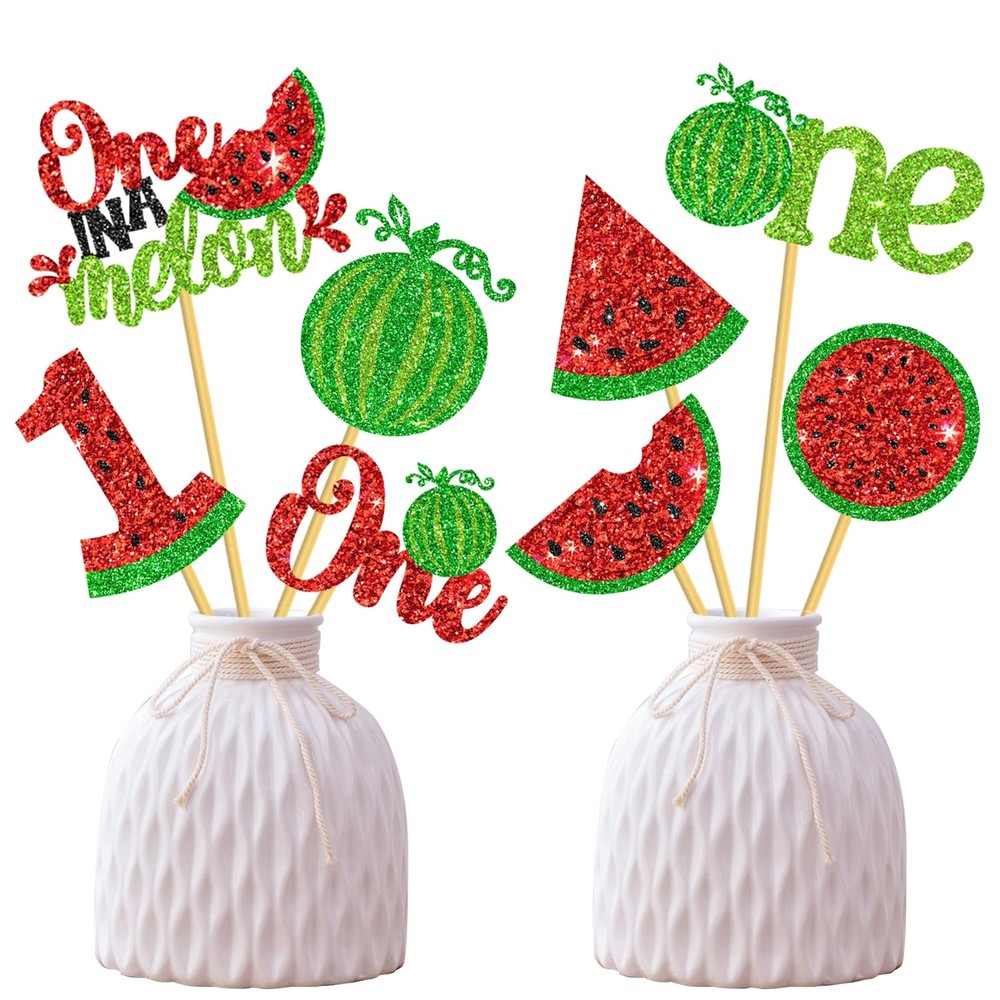 One In A Melon 1st Birthday Centerpiece Sticks Watermelon Party Decorations