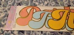 It’s Party Time String Banner Retro Font 72”Pink/Blue/Yellow Trimmed In Gold New