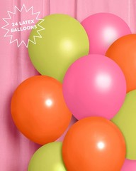 , Pink, Orange + Green Balloon Pack – 24 Latex Balloons | Summer Tropical Par…